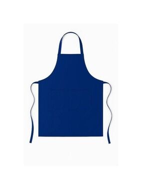 Blue Polyester Apron Adjustable Pockets Unisex